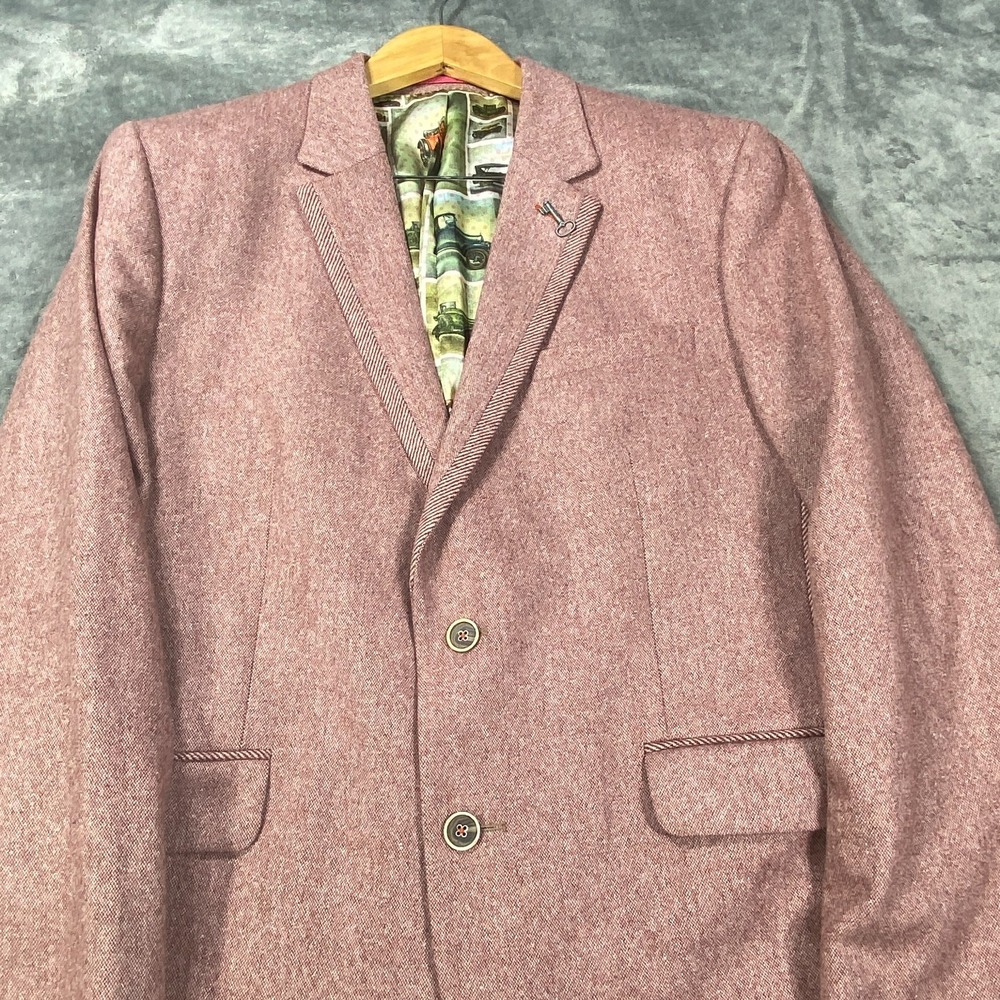 Ted Baker London Blazer Suit Jacket Mens 5 Burgundy 42R Textured Wool Blend